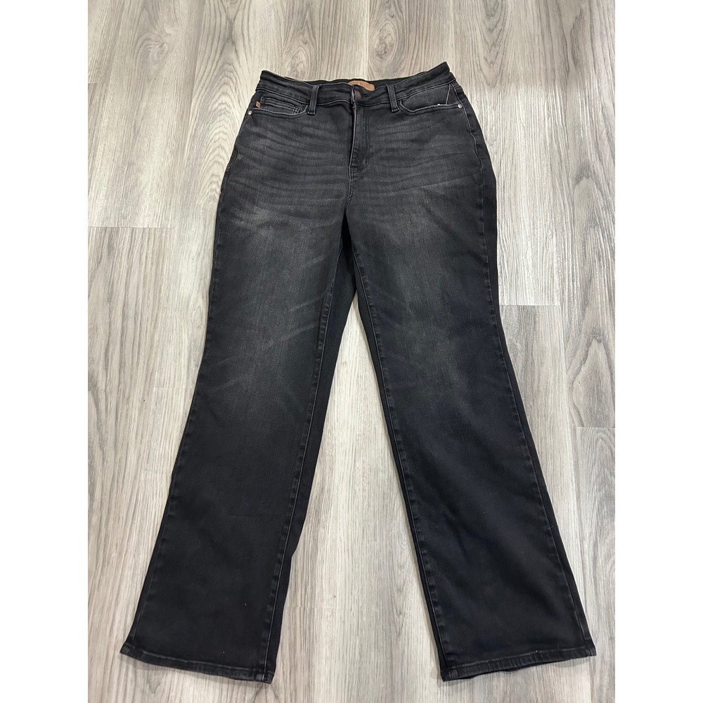 Judy Blue Womens 14W Straight Fit High Rise Faded Black Stretch Jeans denim
